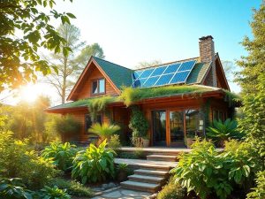 Design Casa 67 Casă ecologică înconjurată de verdeață abundentă.