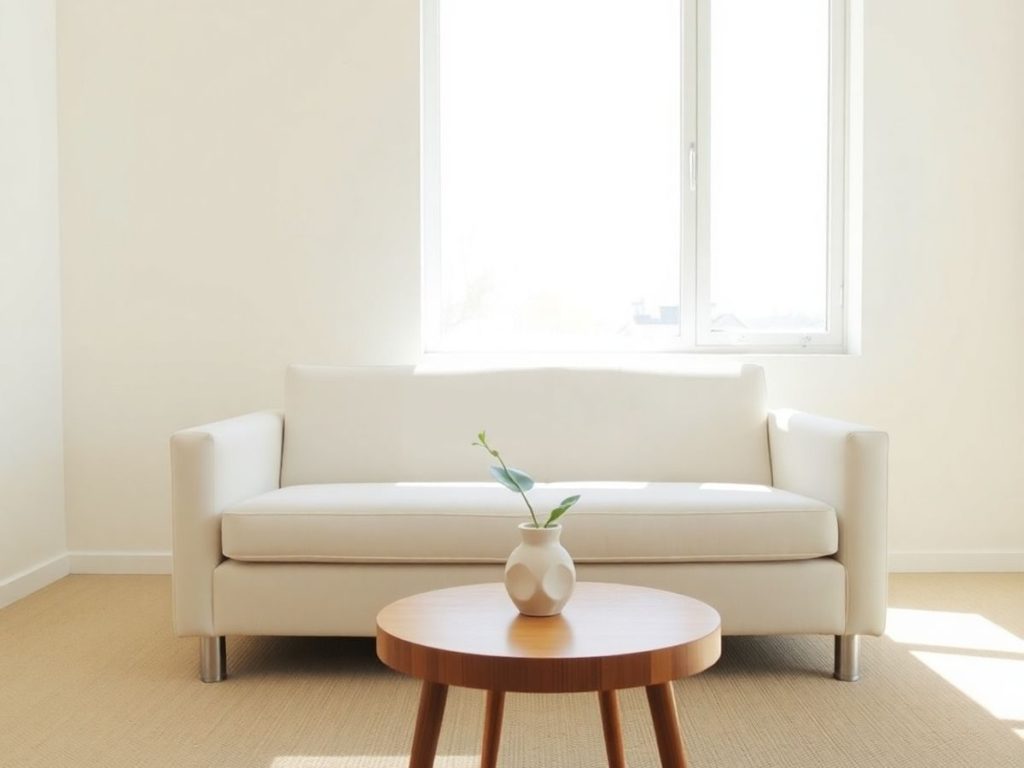 Camera luminoasă cu decor minimalist, mobilier simplu.