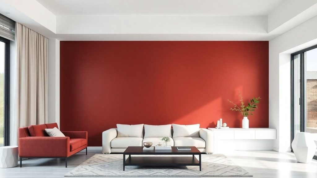 Pereți vopsiți în două culori, design modern.